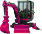 Preview: Minibagger kaufen - FERRUM DK24 mit Tieflöffel und Böschungslöffel in Pink 2000px