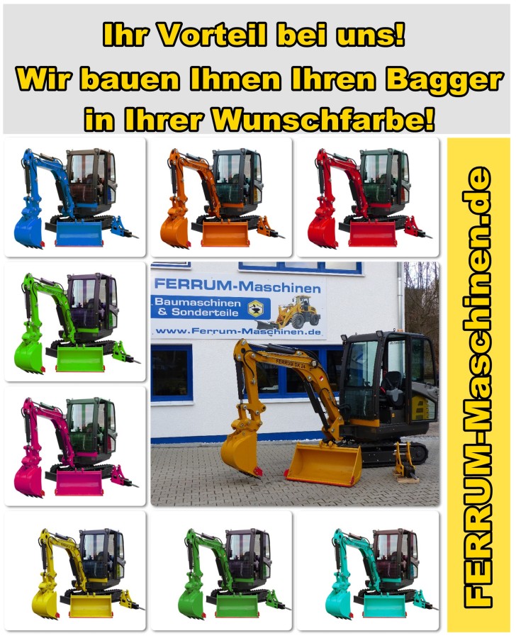 Minibagger kaufen - CT-15-SE in verschiedenen Farben